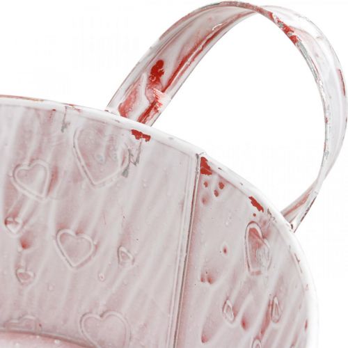 Floristik24 Bol à plantes, Saint Valentin, récipient en métal avec décoration coeur, cache-pot Ø23cm