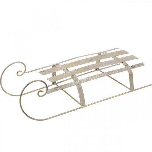 Luge pour Noël, décoration hivernale, luge décorative dorée, aspect antique L41cm H11cm Luge pour Noël, décoration hivernale, luge décorative dorée, aspect antique L41cm H11cm