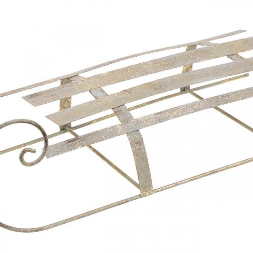 Luge pour Noël, décoration hivernale, luge décorative dorée, aspect antique L41cm H11cm