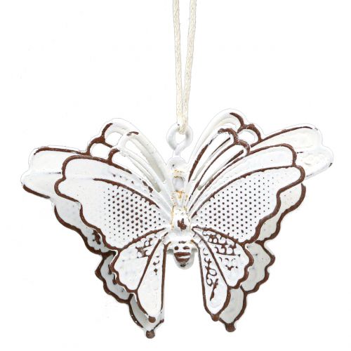 Floristik24 Papillon en métal à suspendre blanc 7cm 6pcs