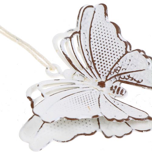 Article Papillon en métal à suspendre blanc 7cm 6pcs