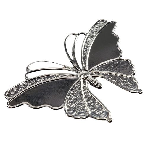 Floristik24 Papillons métalliques argent 6.5cm 25pcs