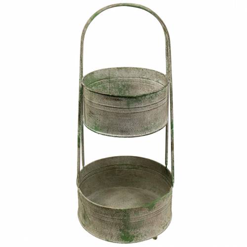 Floristik24 Support métal avec jardinières gris, vert H68cm
