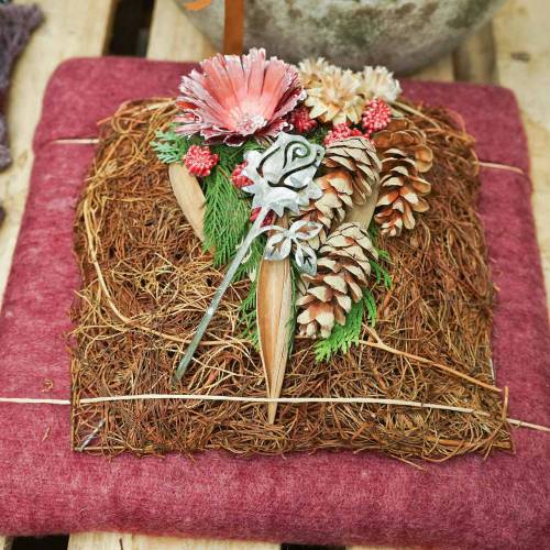 Floristik24 Bouchon en métal rose gris argenté, métal blanchi à la chaux 20 cm × 8 cm 12 pcs