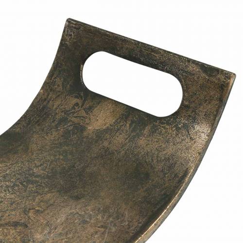 Floristik24 Plateau métal galbé 59cm aspect antique doré, noir