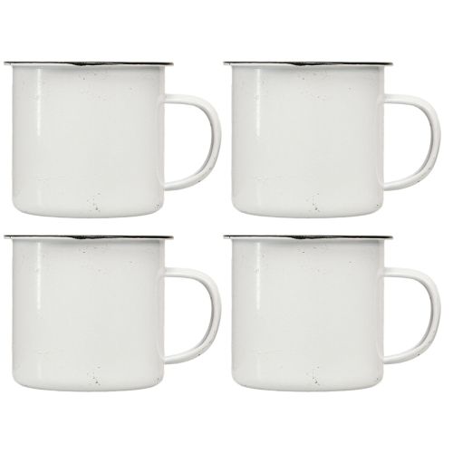 Article Coupe en métal pour plantes en métal blanc noir Ø9cm 4pcs