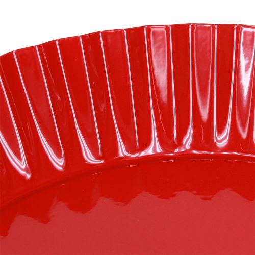 Article Assiette décorative rétro en métal avec socle en métal rouge Ø24cm 2pcs