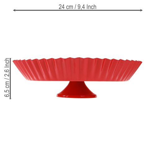 Article Assiette décorative rétro en métal avec socle en métal rouge Ø24cm 2pcs