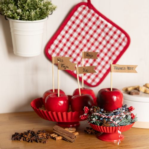 Article Assiette décorative rétro en métal avec socle en métal rouge Ø24cm 2pcs