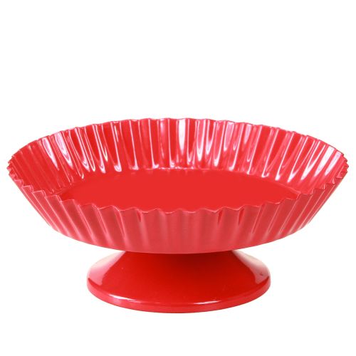 Floristik24 Assiette décorative en métal rouge petite avec base en métal Ø14cm 2 pcs