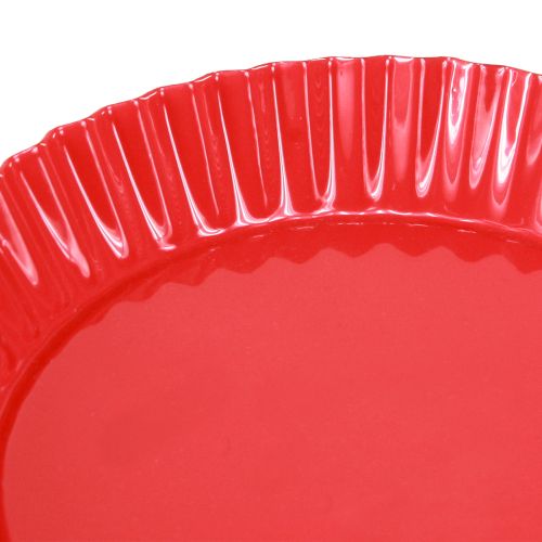 Article Assiette décorative en métal rouge petite avec base en métal Ø14cm 2 pcs