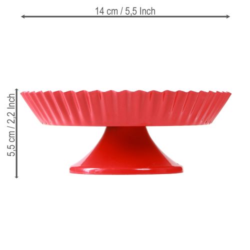 Article Assiette décorative en métal rouge petite avec base en métal Ø14cm 2 pcs