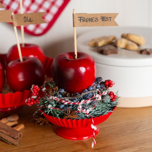 Article Assiette décorative en métal rouge petite avec base en métal Ø14cm 2 pcs