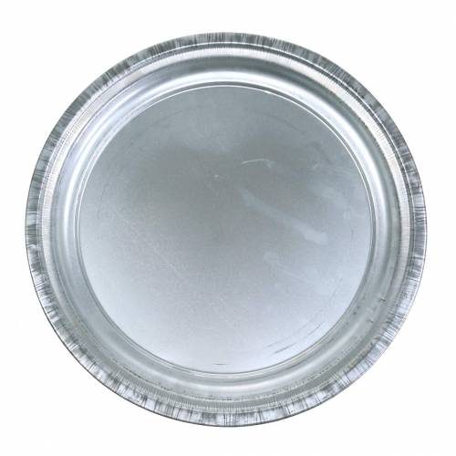 Assiette décorative métal argenté brillant Ø34cm H3cm
