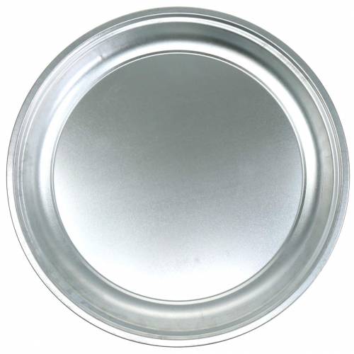 Floristik24 Plaque métal basic argent brillant Ø45.5cm H4cm