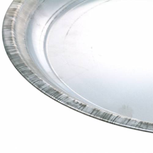 Article Assiette décorative métal argenté brillant Ø34cm H3cm