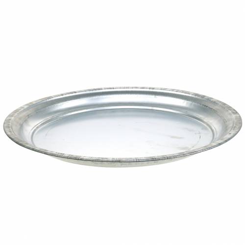 Floristik24 Assiette décorative métal argenté brillant Ø34cm H3cm