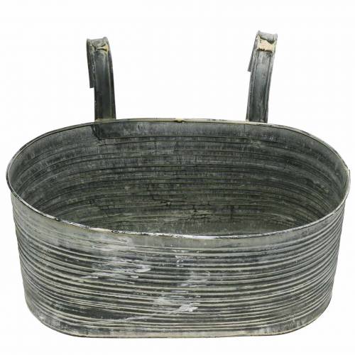 Floristik24 Jardinière pot zinc ovale à suspendre crème antique 30×16,5cm H14,5cm