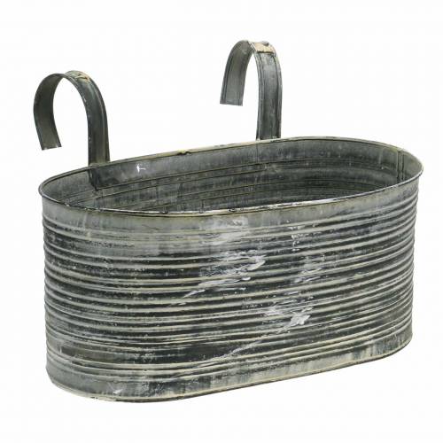 Floristik24 Jardinière pot zinc ovale à suspendre crème antique 30×16,5cm H14,5cm