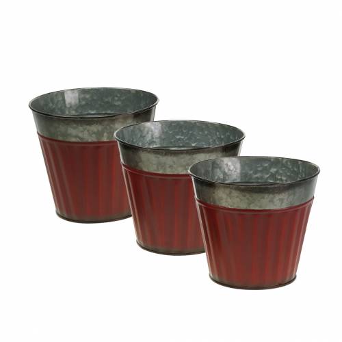 Article Cache-pot rouge-argent Ø13cm H11cm lot de 4