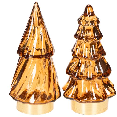 Sapins en verre LED décoratifs 13 cm intérieur set de 2 acheter | Floristik24.fr