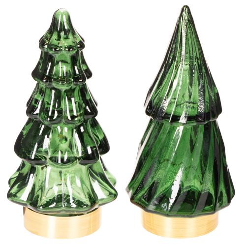 Sapins en verre avec LED, décoration de table Noël, 13 cm, lot de 2 acheter | Floristik24.fr