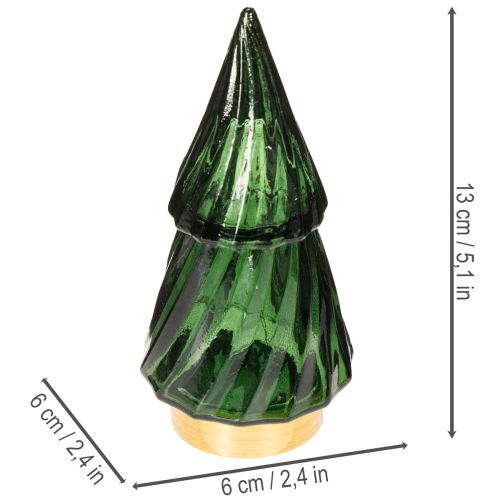 Sapins en verre avec LED, décoration de table Noël, 13 cm, lot de 2 | Floristik24.fr