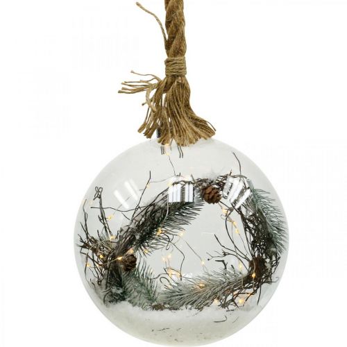 Floristik24 Boule LED sapin neige intérieur Ø20cm 40L blanc chaud timer