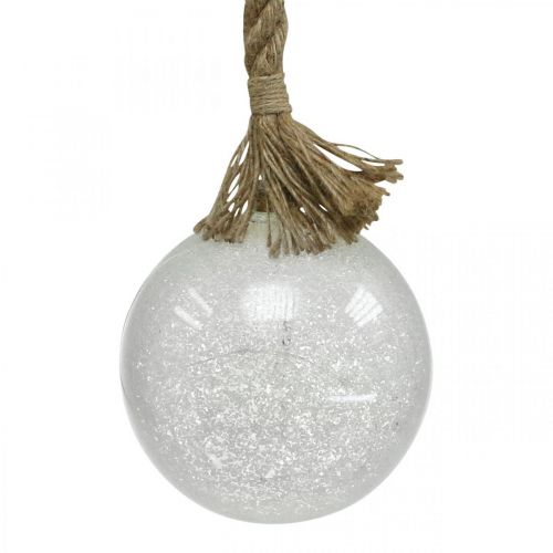 Floristik24 Boule LED à l'intérieur effet givre et corde Ø14cm 30L blanc chaud