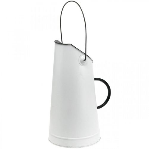 Pichet métal déco, pot à lait blanc, noir H30cm