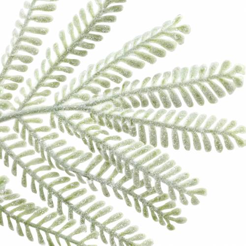 Article Branche déco vert mimosa effet givré 63cm