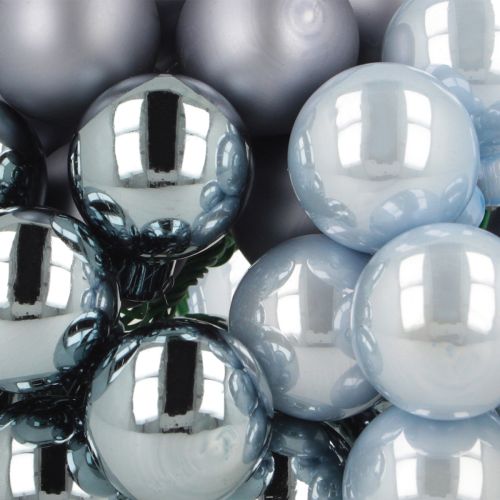 Article Mini boules de Noël en verre miroir baies tons bleus 25 mm 140 pièces
