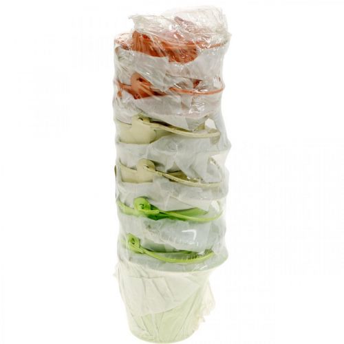 Floristik24 Mini seau en étain couleurs pastel assorties décoration estivale Ø6cm H7cm 12pcs