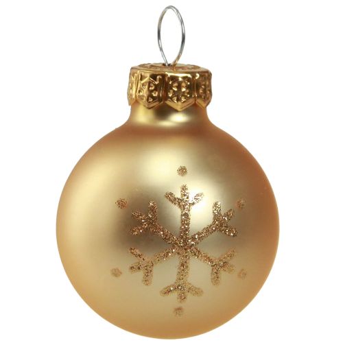 Article Mini boules de sapin de Noël en verre clair doré perle Ø3cm 9 pcs