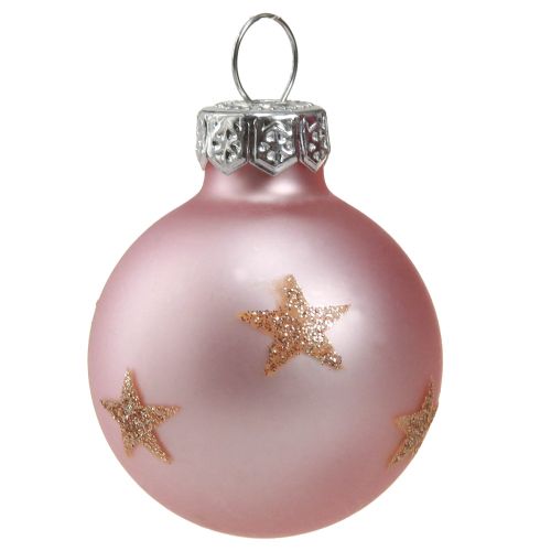 Floristik24 Mini boules de sapin de Noël verre baie rose or Ø3cm 9 pcs