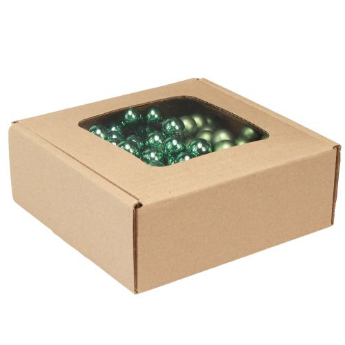 Article Mini boules de sapin de Noël verre sur fil vert Ø1,5cm 140 pcs