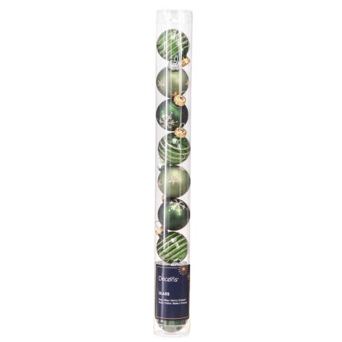 Article Mini boules de sapin de Noël en verre en or vert Ø3cm 9 pcs