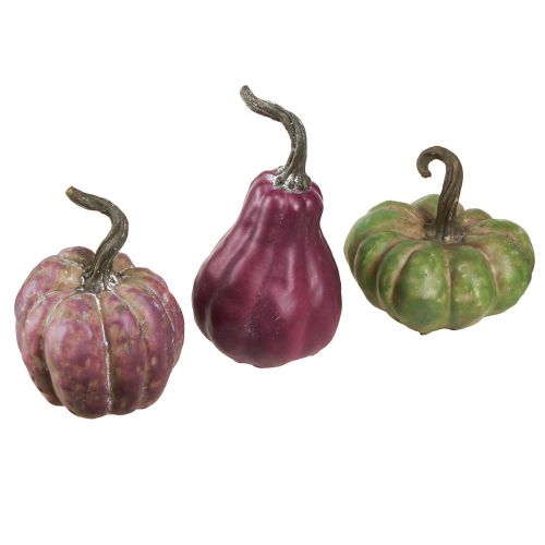 Floristik24 Mini décoration de citrouille baies vertes décoration d&#39;automne assorties 7,5/9/11 cm 3 pcs