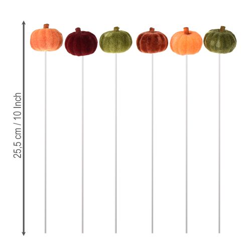 Article Mini décoration citrouille sur bâton décoration automne 6 couleurs Ø4cm 18 pcs