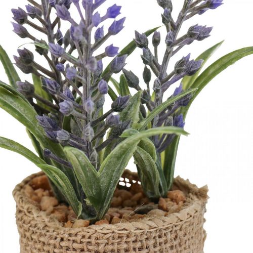 Floristik24 Lavande artificielle Plante de lavande artificielle en sac de jute H15cm