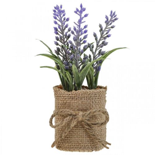 Floristik24 Lavande artificielle Plante de lavande artificielle en sac de jute H15cm