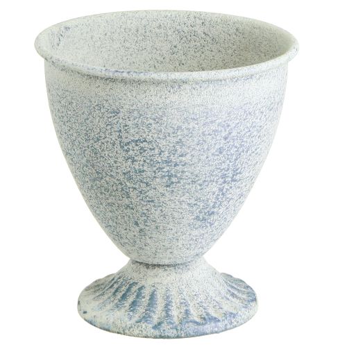 Mini trophée vase calice métal blanc bleu H11.5cm 2pcs