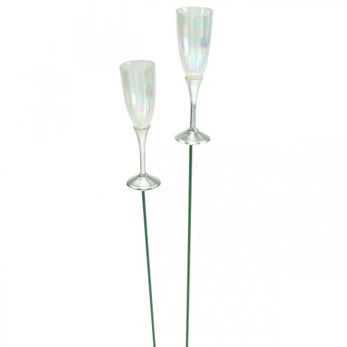 Floristik24 Mini coupe à champagne décoration réveillon du Nouvel An à coller 7,5cm 24 pcs