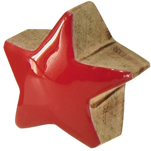 Article Mini étoiles en bois de manguier rouge, décoration à disperser, étoiles en bois Ø 3 cm, 9 pièces
