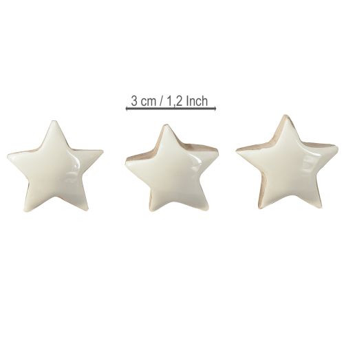 Article Mini Étoiles Décoration en Bois de Manguier Blanc Ø3cm 9 pcs