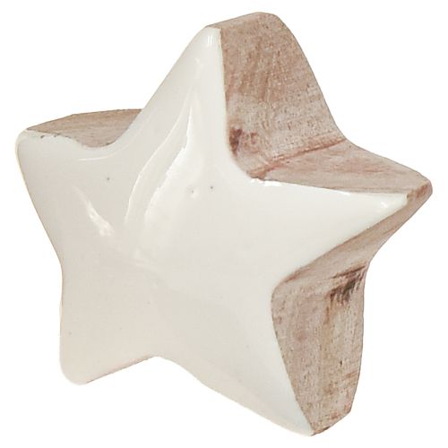 Article Mini Étoiles Décoration en Bois de Manguier Blanc Ø3cm 9 pcs