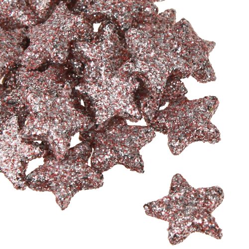 Floristik24 Mini décorations dispersées étoiles décoration rose mica 1,5cm 144 pcs