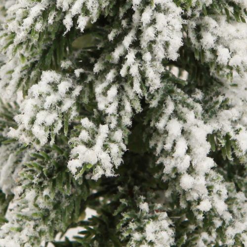 Article Mini sapin de Noël socle en bois vert blanc Ø8cm H18cm 3pcs
