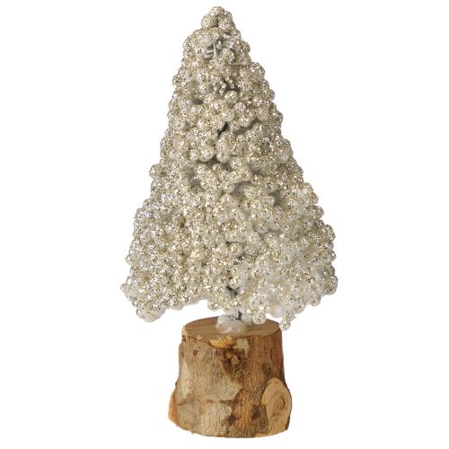Mini décoration de table sapin de Noël champagne blanc H8cm 12 pcs