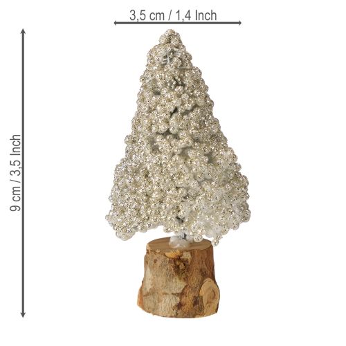 Article Mini décoration de table sapin de Noël champagne blanc H8cm 12 pcs